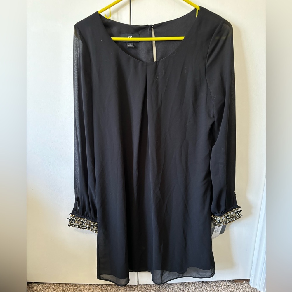 Black long sheer sleeve dress NWT!